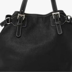 Elegant Black Prada Leather Tote Bag Daino Vitello
